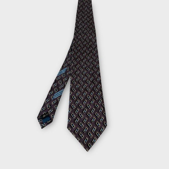 $210 Ermenegildo ZEGNA Exclusive Mens Designer Necktie SILK Geometric 56L x 3.75 - Picture 7 of 11